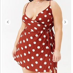Plus-size polka dot wrap dress